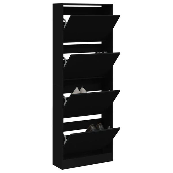 vidaXL Armoire &agrave; chaussures noir 60x21x163,5 cm bois d'ing&eacute;nierie