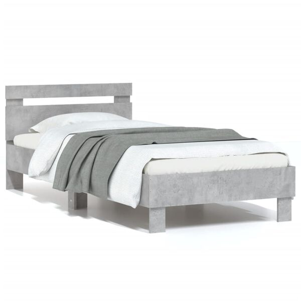 vidaXL Cadre de lit sans matelas avec t&ecirc;te de lit gris b&eacute;ton 90x200 cm