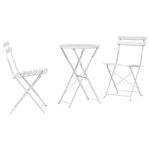 vidaXL Ensemble bistro pliant 3 pc Blanc Acier