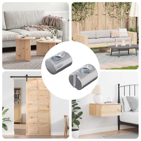 vidaXL &Eacute;crou &agrave; baril de meuble 2 pcs Zinc&eacute; M6 x 13 mm Fer