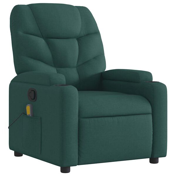 vidaXL Fauteuil de massage inclinable Vert fonc&eacute; Tissu
