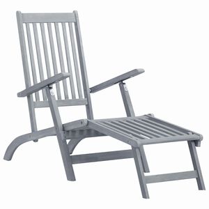 vidaXL Chaise longue d'ext&eacute;rieur avec repose-pied D&eacute;lavage gris Acacia