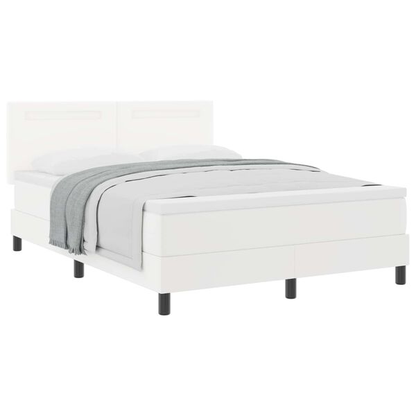vidaXL Lit &agrave; ressorts avec matelas Blanc 160 x 200 cm Simili cuir