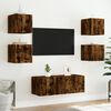 vidaXL Unit&eacute;s murales TV avec LED 6 pcs ch&ecirc;ne fum&eacute; bois d'ing&eacute;nierie