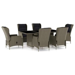 vidaXL Ensemble &agrave; manger d'ext&eacute;rieur et coussins 7 pcs r&eacute;sine tress&eacute;e