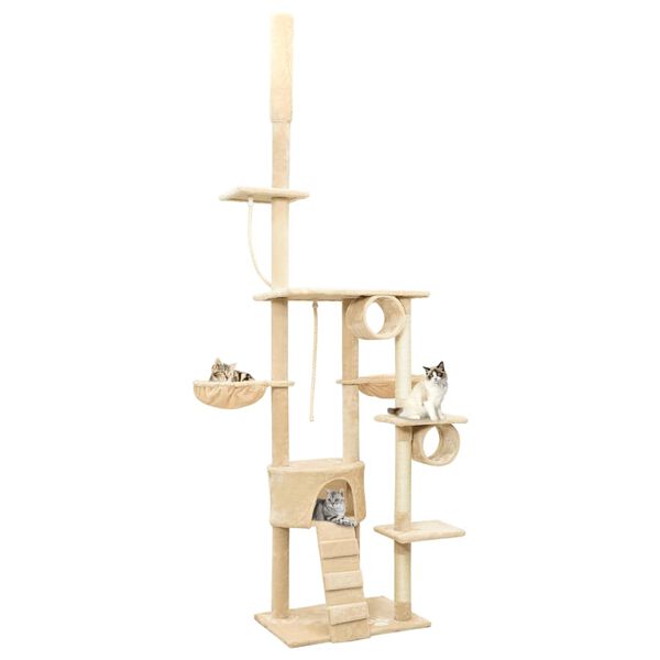 vidaXL Arbre à chat du sol au plafond Beige 220-240 cm