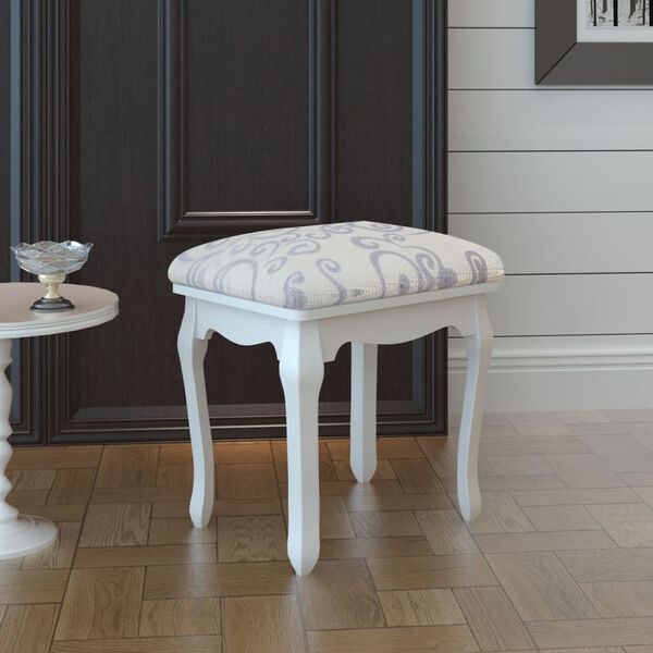 vidaXL Tabouret de coiffeuse Blanc chaud Tissu