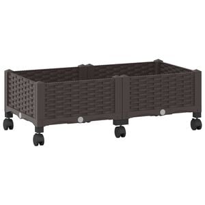 vidaXL Jardini&egrave;re avec Roues Marron 80 x 40 x 29 cm PP