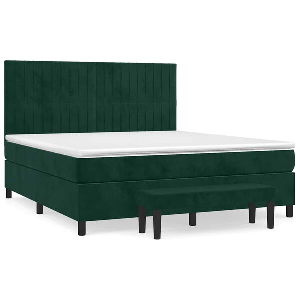 vidaXL Sommier &agrave; lattes de lit et matelas Vert fonc&eacute; 180x200cm Velours