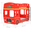 vidaXL Lit superposé Bus de Londres Rouge MDF 90x200 cm