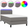vidaXL Sommier &agrave; lattes de lit avec matelas et LED Gris fonc&eacute; 90x200cm