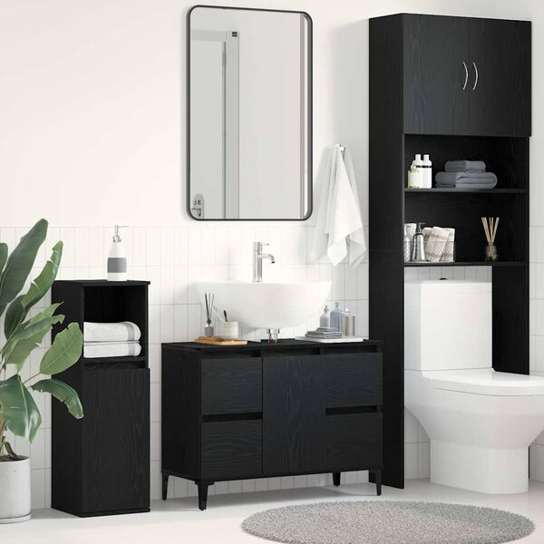 vidaXL Meuble de Lavabo de Salle de Bain Ch&ecirc;ne noir 80 x 33 x 60 cm