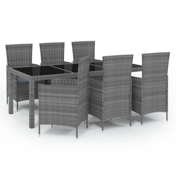 vidaXL Salon de jardin 7 pcs avec coussins R&eacute;sine tress&eacute;e Gris