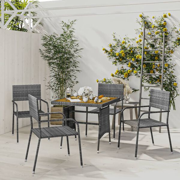 vidaXL Mobilier à dîner d'extérieur 5 pcs Résine tressée Gris