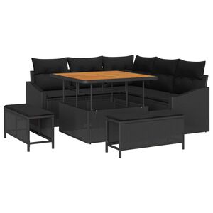 vidaXL Ensemble de canap&eacute; de jardin avec coussin 8 pcs Noir polyrotin