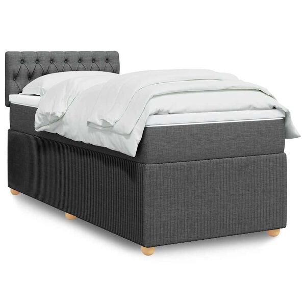 vidaXL Sommier &agrave; lattes de lit avec matelas Gris fonc&eacute; 80x200 cm Tissu
