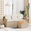 vidaXL Salon de jardin avec coussins 4 pcs beige r&eacute;sine tress&eacute;e