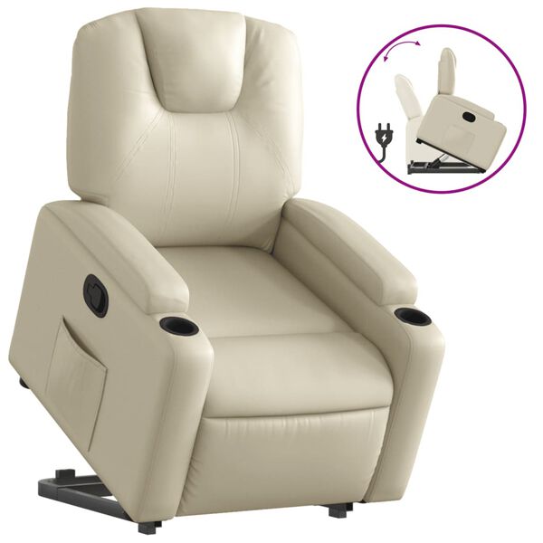 vidaXL Fauteuil inclinable Cr&egrave;me Similicuir