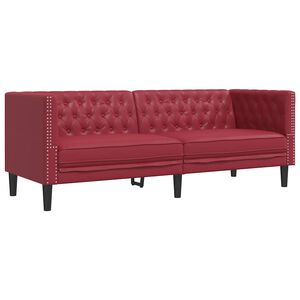 vidaXL Canap&eacute; &agrave; 3 places Chesterfield rouge bordeaux similicuir