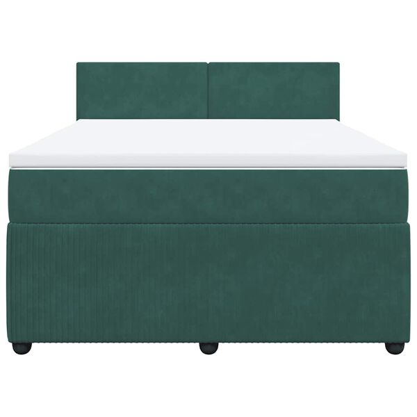 vidaXL Sommier &agrave; lattes de lit et matelas Vert fonc&eacute; 140x190cm Velours
