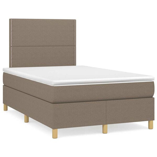 vidaXL Sommier &agrave; lattes de lit avec matelas taupe 120x190 cm tissu