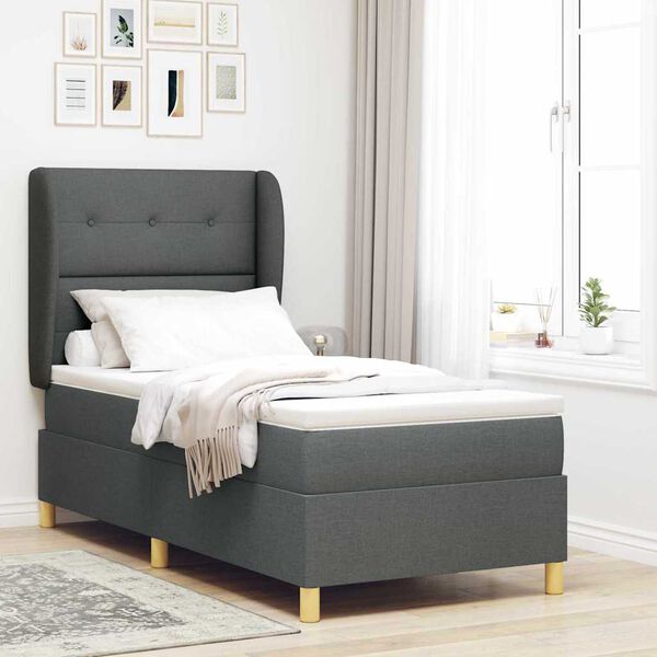 vidaXL Lit &agrave; ressorts avec matelas gris fonc&eacute; 90x190 cm Gris fonc&eacute;