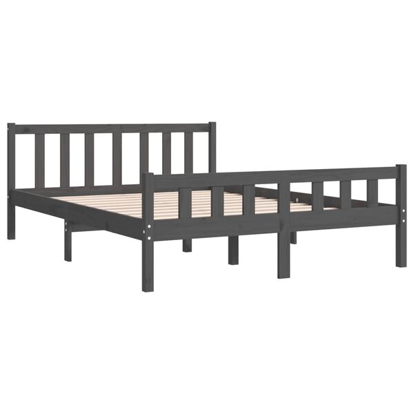 vidaXL Cadre de lit sans matelas gris bois massif 140x190 cm