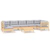 vidaXL Salon de jardin 8 pcs avec coussins gris Bois de pin