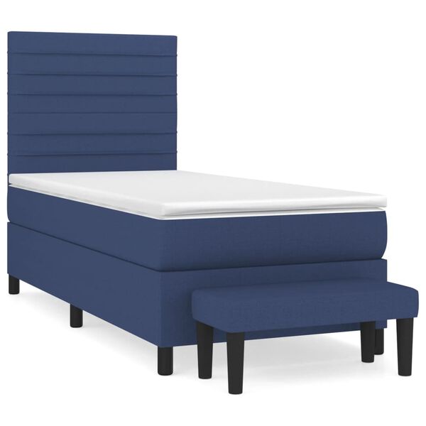 vidaXL Sommier &agrave; lattes de lit avec matelas Bleu 90x200 cm Tissu