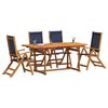 vidaXL Ensemble &agrave; manger de jardin 5pcs bois d'acacia solide textil&egrave;ne