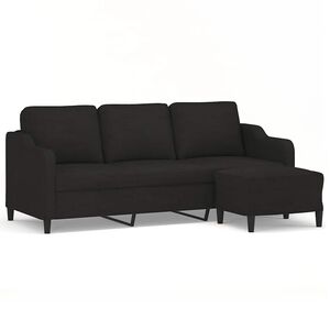 vidaXL Canap&eacute; &agrave; 3 places avec repose-pieds Noir 180 cm Tissu