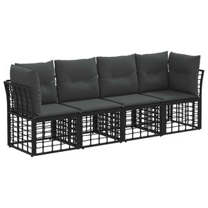 vidaXL Ensemble de canap&eacute;s d'ext&eacute;rieur Noir Polyester
