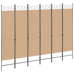 vidaXL Paravent &agrave; 6 panneaux Beige 240 x 180 cm Tissu
