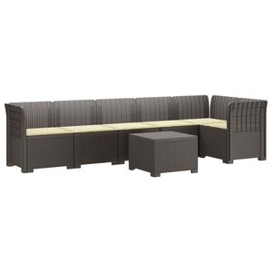 vidaXL Canap&eacute; de Jardin 6 Places avec Coussins Aspect Rattan PP