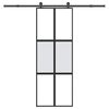 vidaXL Porte coulissante kit de quincaillerie tremp&eacute; verre aluminium