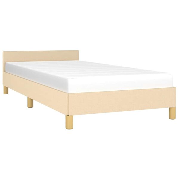 vidaXL Cadre de lit avec tête de lit sans matelas crème 80x200cm tissu