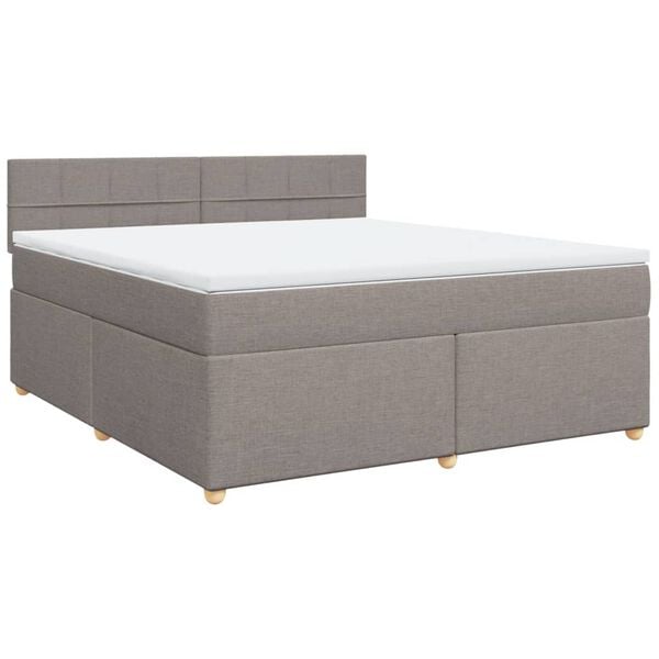 vidaXL Sommier &agrave; lattes de lit avec matelas Taupe 180x200 cm Tissu