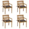vidaXL Chaises Batavia avec coussins lot de 4 Bois de teck solide