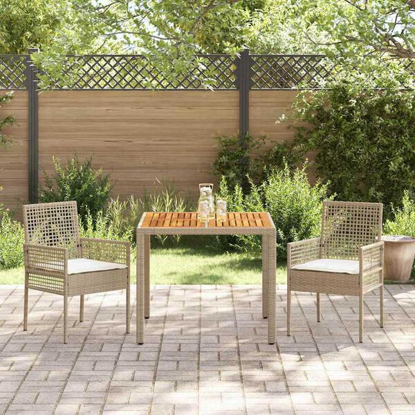 vidaXL Ensemble de salle &agrave; manger pour jardin 3 pcs Beige polyrotin