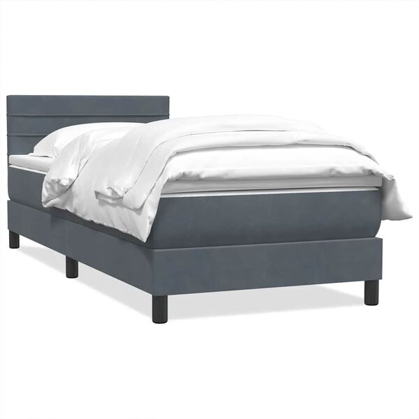 vidaXL Sommier &agrave; lattes de lit et matelas gris fonc&eacute; 100x210cm velours