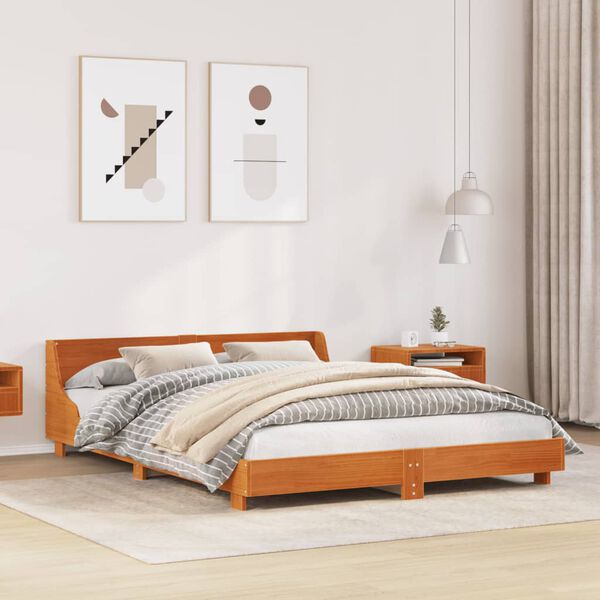 vidaXL Cadre de lit sans matelas cire marron 140x190cm bois pin massif
