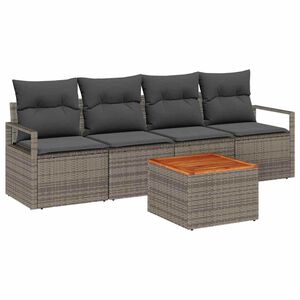 vidaXL Ensemble de canap&eacute; de jardin 5 pc Gris polyrotin