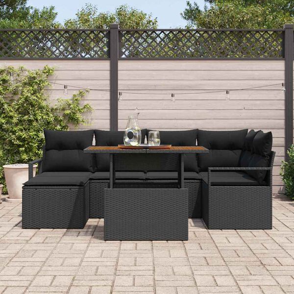 vidaXL Ensemble de salle &agrave; manger pour jardin 7 pcs Noir et Marron