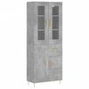 vidaXL Buffet haut Gris b&eacute;ton 69,5x34x180 cm Bois d'ing&eacute;nierie