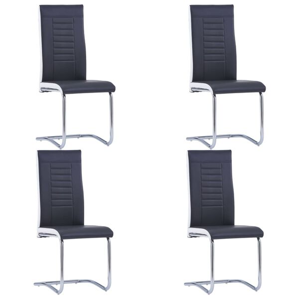 vidaXL Chaises à manger cantilever lot de 4 noir similicuir