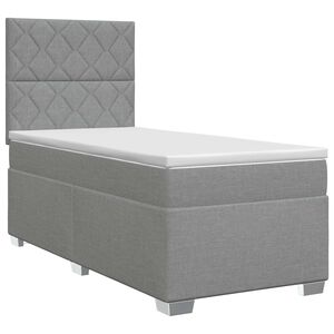 vidaXL Lit boxspring avec matelas Gris clair Simple Tissu