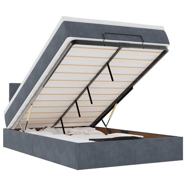 vidaXL Lit ottoman avec matelas et LED gris fonc&eacute; 90x200cm
