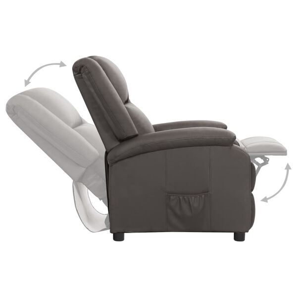 vidaXL Fauteuil inclinable gris cuir v&eacute;ritable