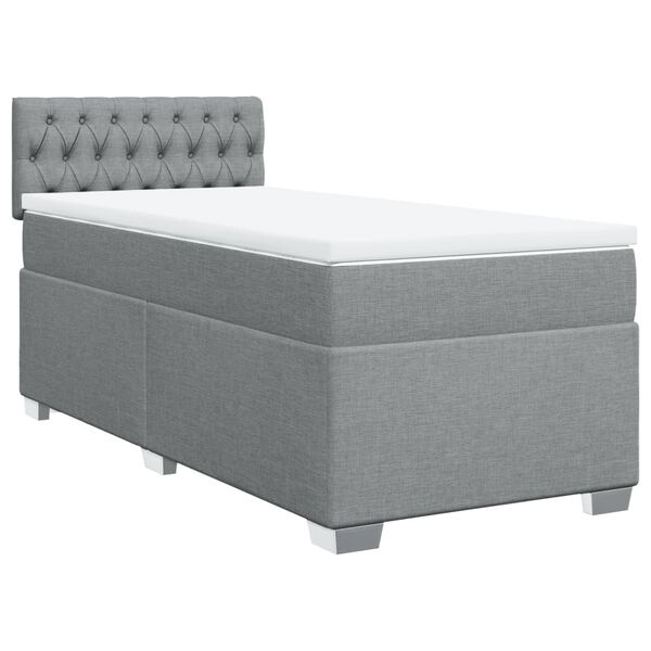 vidaXL Sommier &agrave; lattes de lit avec matelas Gris clair 90x200 cm Tissu