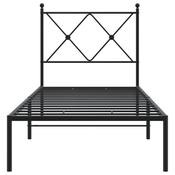 vidaXL Cadre de lit métal sans matelas avec tête de lit noir 80x200 cm